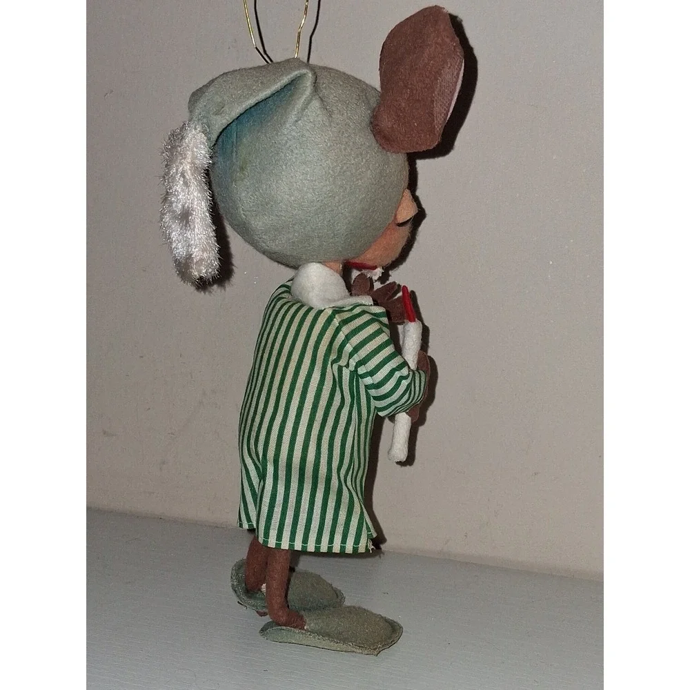Vintage Made in Japan Felt Mouse Christmas Ornament Figure 8